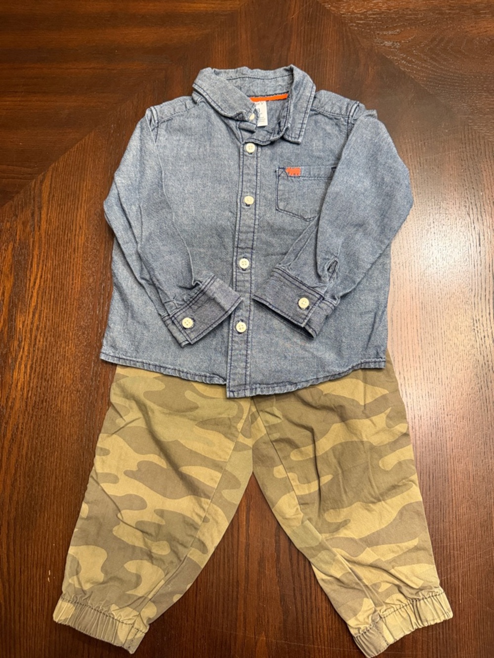 Carter's 18M Toddler Boy Denim Button Down & Camo Jogger Set